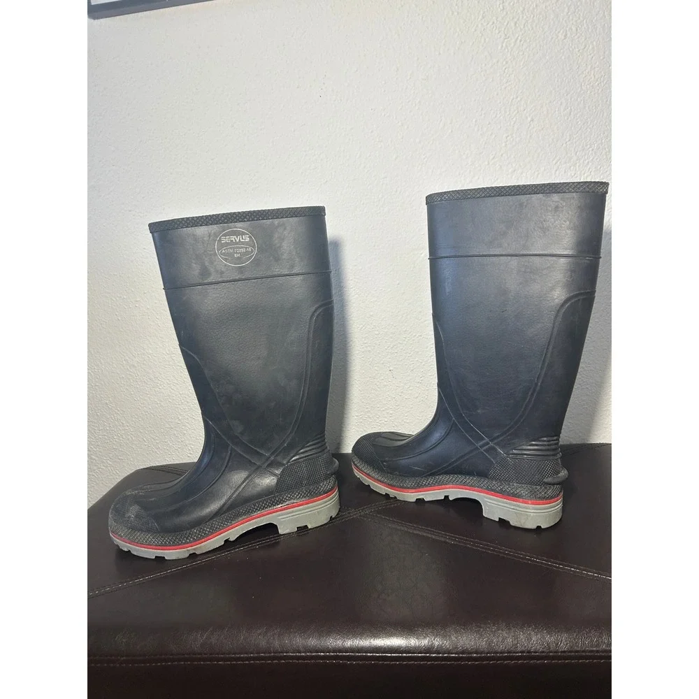 Servus Mens Black Rubber‎ Work Boots ASTM F2892-18 EH Waterproof Size 8